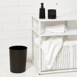 Bath Coordinates Bundle Black - Room Essentials™: Plastic Hand Washable, Includes Wastebasket & Soap Dispenser