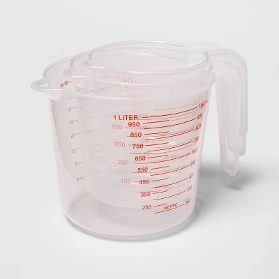Liquid Measuring Cups - Room Essentials™: Clear Polypropylene, 32 Oz Capacity, Dishwasher-Safe, Kitchen Essentials, 3-Piece Set 1 Liquid Measuring Cups - Room Essentials™: Clear Polypropylene, 32 Oz Capacity, Dishwasher-Safe, Kitchen Essentials, 3-Piece Set