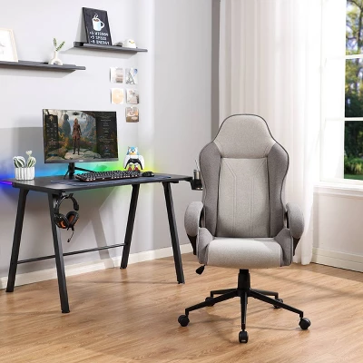 Swivel Dorm Gaming Chair Gray - Room Essentials™: Upholstered Computer Desk Chair, Adjustable, Fixed Arms 7 Swivel Dorm Gaming Chair Gray - Room Essentials™: Upholstered Computer Desk Chair, Adjustable, Fixed Arms - Image 7