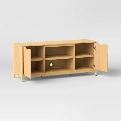 Scandi Media ,TV Stand For TVs Up To 59" Natural - Room Essentials™ 2 Scandi Media ,TV Stand For TVs Up To 59" Natural - Room Essentials™ - Image 2