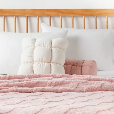 Puffer Square Decorative Throw Pillow Ivory - Room Essentials™ 1 Puffer Square Decorative Throw Pillow Ivory - Room Essentials™