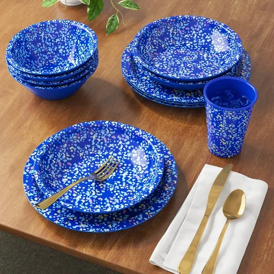 10.5" Plastic Terrazzo Candid Cobalt Dinner Plate Blue - Room Essentials™ 1 10.5" Plastic Terrazzo Candid Cobalt Dinner Plate Blue - Room Essentials™
