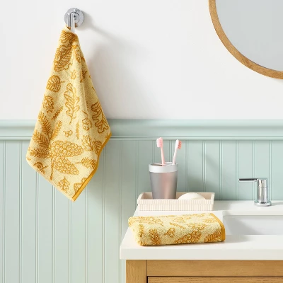 2pk Leaves Harvest Hand Towel Set Gold - Room Essentials™ 1 2pk Leaves Harvest Hand Towel Set Gold - Room Essentials™