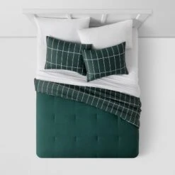 Grid Print Microfiber Reversible Comforter & Sheet Set Dark Green - Room Essentials™ 10 Grid Print Microfiber Reversible Comforter & Sheet Set Dark Green - Room Essentials™ -RoomEssentials Sales Store GUEST 4daf5f1a f5e2 4ffd 9c0a 0163fb5f2872