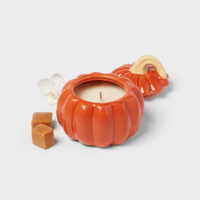 Pumpkin Figural Ceramic Strawberry Pumpkin Jar Candle - Room Essentials™ 2 Pumpkin Figural Ceramic Strawberry Pumpkin Jar Candle - Room Essentials™ - Image 2