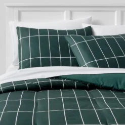 Grid Print Microfiber Reversible Comforter & Sheet Set Dark Green - Room Essentials™ 15 Grid Print Microfiber Reversible Comforter & Sheet Set Dark Green - Room Essentials™ -RoomEssentials Sales Store GUEST 52658d90 442c 4f77 95f8 b9cc7e5b7e67