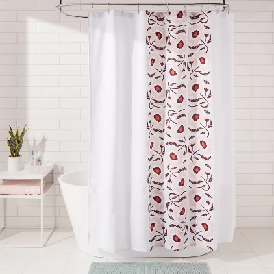 Folk Floral Print Shower Curtain - Room Essentials™ 1 Folk Floral Print Shower Curtain - Room Essentials™