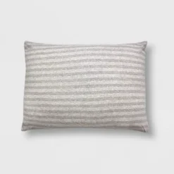 Standard Stripe Jersey Sham Gray - Room Essentials™: OEKO-TEX Certified, Knitted Polyester-Cotton Blend, Machine Washable