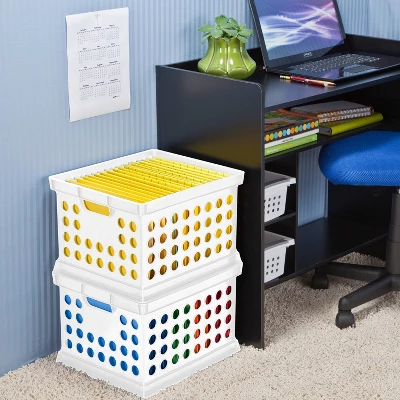 Storage Crate White - Room Essentials™: Portable Stackable Plastic Milk Crate With Built-In Handles, 30.6L Capacity 1 Storage Crate White - Room Essentials™: Portable Stackable Plastic Milk Crate With Built-In Handles, 30.6L Capacity