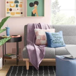 'Better Things Are Coming' Embroidered Cotton Square Throw Pillow Blue - Room Essentialsā¢