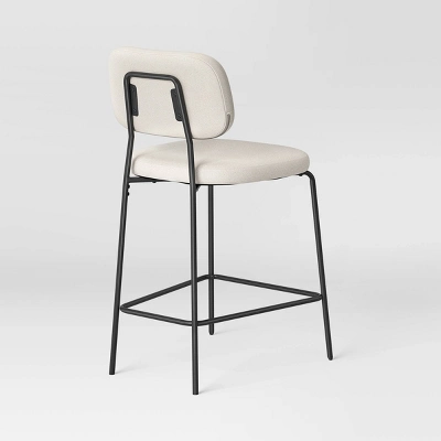 24" Upholstered With Metal Base Counter Height Barstool Cream Boucle - Room Essentials™ 3 24" Upholstered With Metal Base Counter Height Barstool Cream Boucle - Room Essentials™ - Image 3