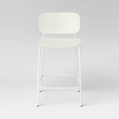 Set Of 2, 24" Molded Plastic With Metal Base Counter Height Barstools White - Room Essentials™ 2 Set Of 2, 24" Molded Plastic With Metal Base Counter Height Barstools White - Room Essentials™ - Image 2