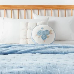 Flower Round Decorative Throw Pillow Light Blue - Room Essentials™