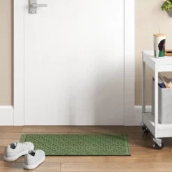 1'6"x2'6" Absorbing Embossed Floral Doormat Green - Room Essentialsā¢: Outdoor & Indoor Skid-Resistant Door Mat