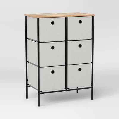 Fabric 6-Bin Tall Vertical Dresser Black Frame - Room Essentials™ 2 Fabric 6-Bin Tall Vertical Dresser Black Frame - Room Essentials™ - Image 2