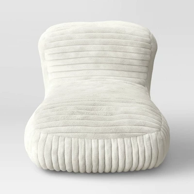 Memory Foam Filled Bean Bag Lounger With Corduroy Cover And Structured High Back Cream - Room Essentials™ 2 Memory Foam Filled Bean Bag Lounger With Corduroy Cover And Structured High Back Cream - Room Essentials™ - Image 2