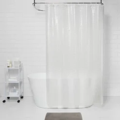 Cubic Shower Curtain Clear - Room Essentials™: PEVA Bathroom Liner, Molded, PVC-Free, Waterproof -RoomEssentials Sales Store GUEST ef3e4307 4f57 4758 8ef9 c00daac12830